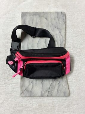 TNA Aritzia Black & Neon Pink Belt Bag Fanny Pack